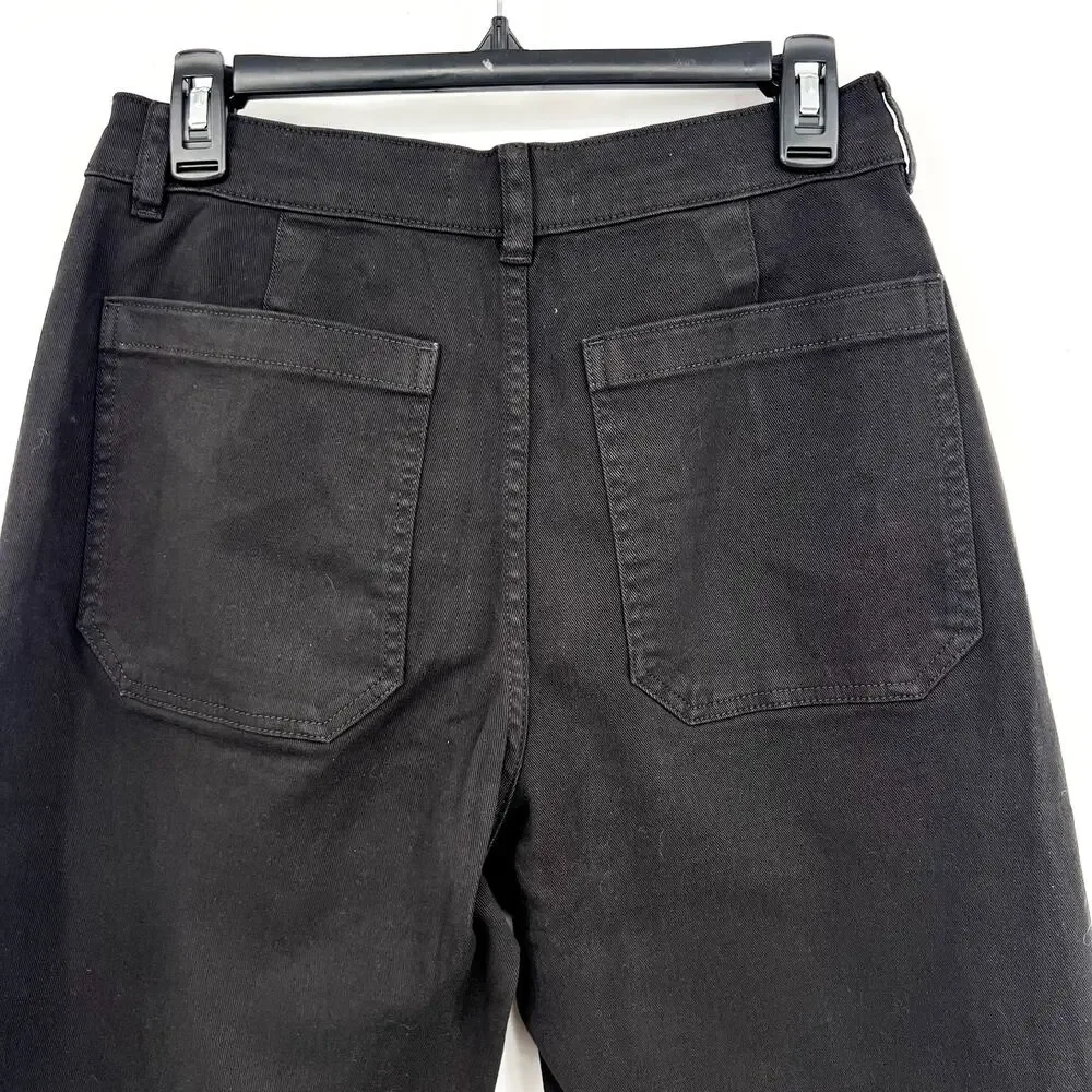 EVERLANE Women's The Utility Barrel Pants Size 10 TALL Black Cotton Twill NWT